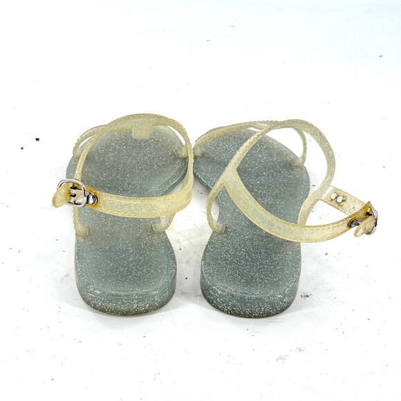 Stuart Weitzman Sparkle Jelly Sandals 8 White Clear Silver Wedding Travel Resort - Picture 3 of 6